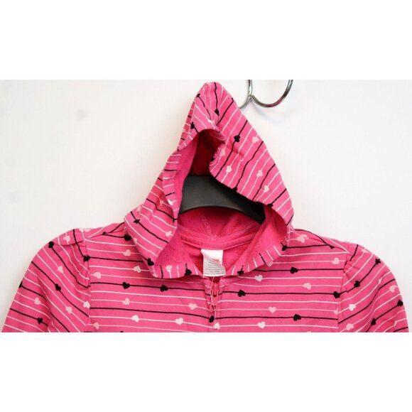 NEW 2007 Gymboree Tres Chic Striped Heart Hoodie sz 7 Zip up Bows Pink Jacket - Picture 2 of 8